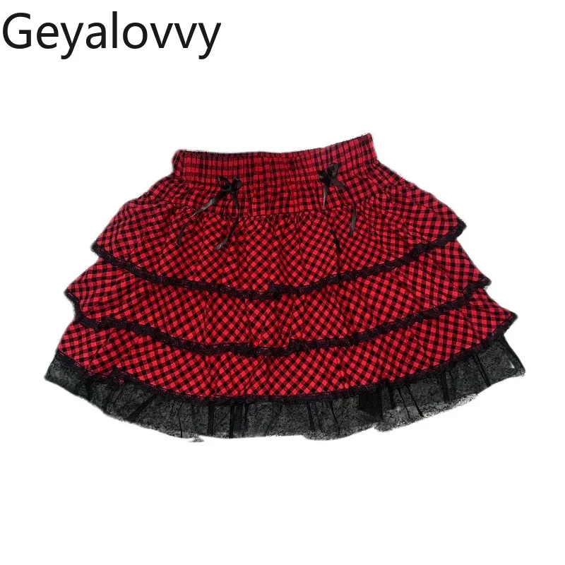 Черно-красная клетчатая кружевная лоскутная эластичная талия с бантом, многослойная юбка-трапеция, осенние новые милые универсальные мини-юбки для девочек
Черно-красная клетчатая кружевная лоскутная эластичная талия с бантом, многослойная юбка-трапеция, осенние новые милые универсальные мини-юбки для девочек