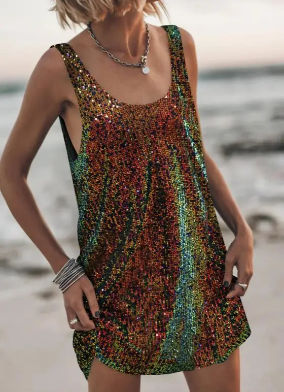 Women's Sexy Sequined U-Neck Sleeveless Vest Skirt Dress Casual Loose Fit Suspender Design Hot Selling Fashionable Dress
Women's Sexy Sequined U-Neck Sleeveless Vest Skirt Dress Casual Loose Fit Suspender Design Hot Selling Fashionable Dress