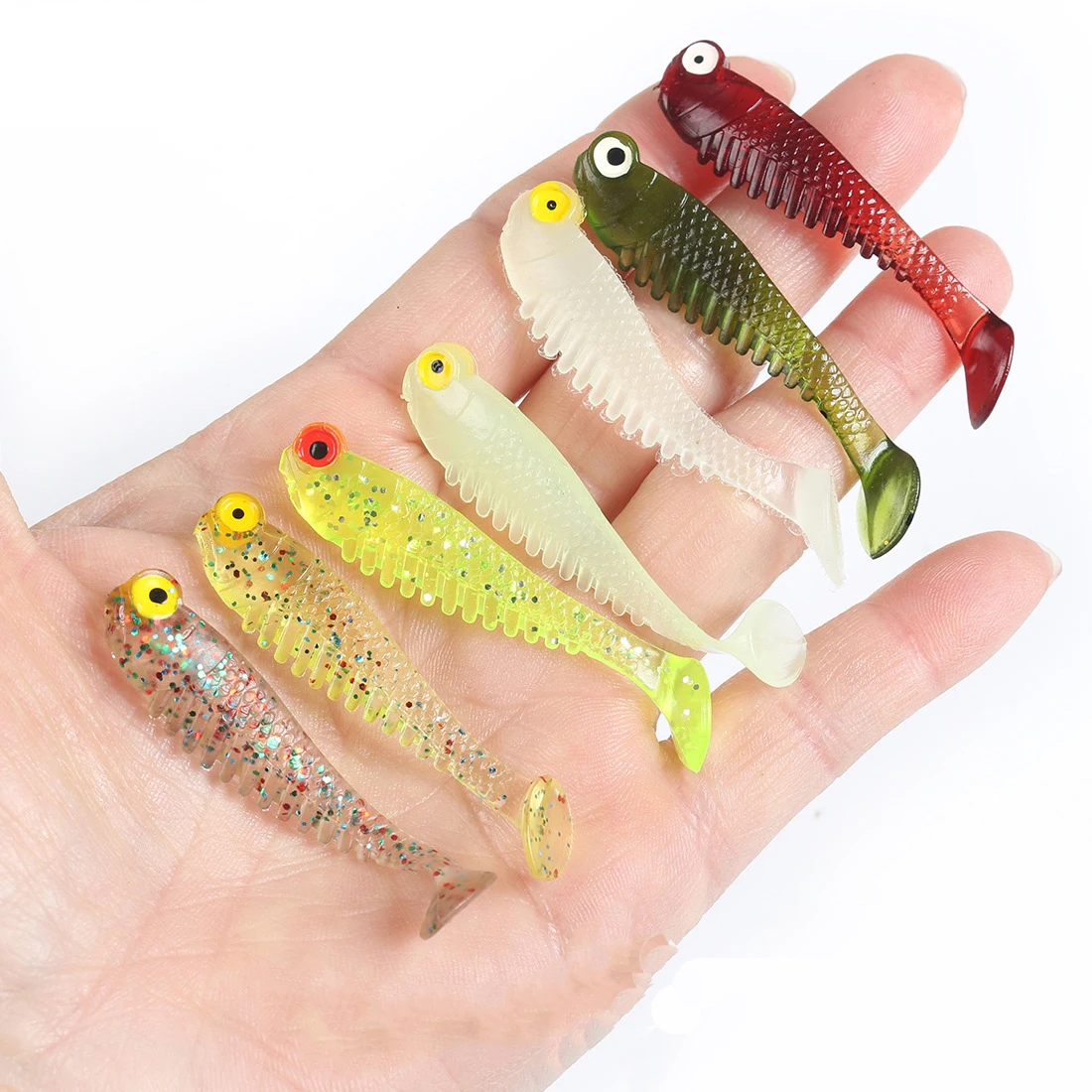 10PCS Soft Lure Silicone Bait 5.5cm1.5g Artificial Swimbait T Tail Fish Luminous Fresh Sea Water Fishing Tackle
10PCS Soft Lure Silicone Bait 5.5cm1.5g Artificial Swimbait T Tail Fish Luminous Fresh Sea Water Fishing Tackle