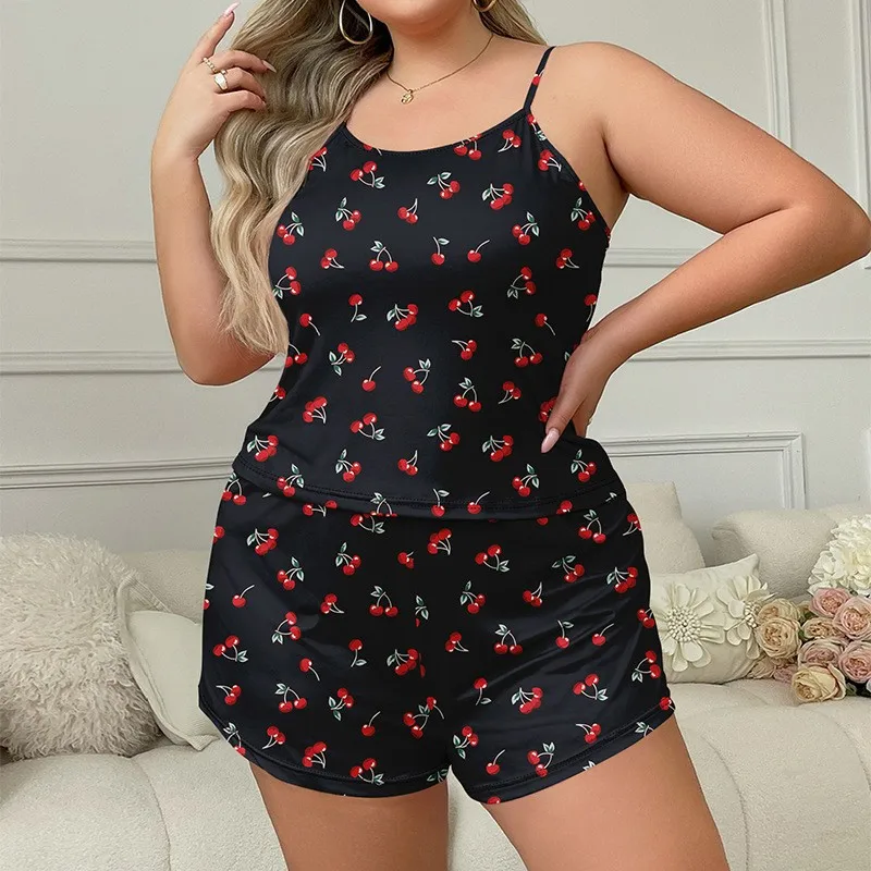 XL-5XL Пижамный комплект больших размеров на подтяжках, женский топ на бретельках с вишневым принтом и шорты, одежда для дома, одежда для сна из 2 предметов, большая домашняя одежда
XL-5XL Пижамный комплект больших размеров на подтяжках, женский топ на бретельках с вишневым принтом и шорты, одежда для дома, одежда для сна из 2 предметов, большая домашняя одежда