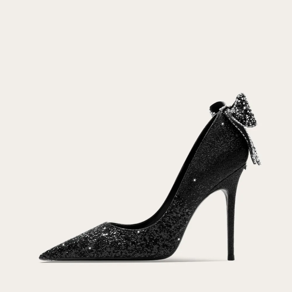 Bow Rhinestone Shiny Black High Heels Women Elegant Evening Party Dress Shoes
Bow Rhinestone Shiny Black High Heels Women Elegant Evening Party Dress Shoes