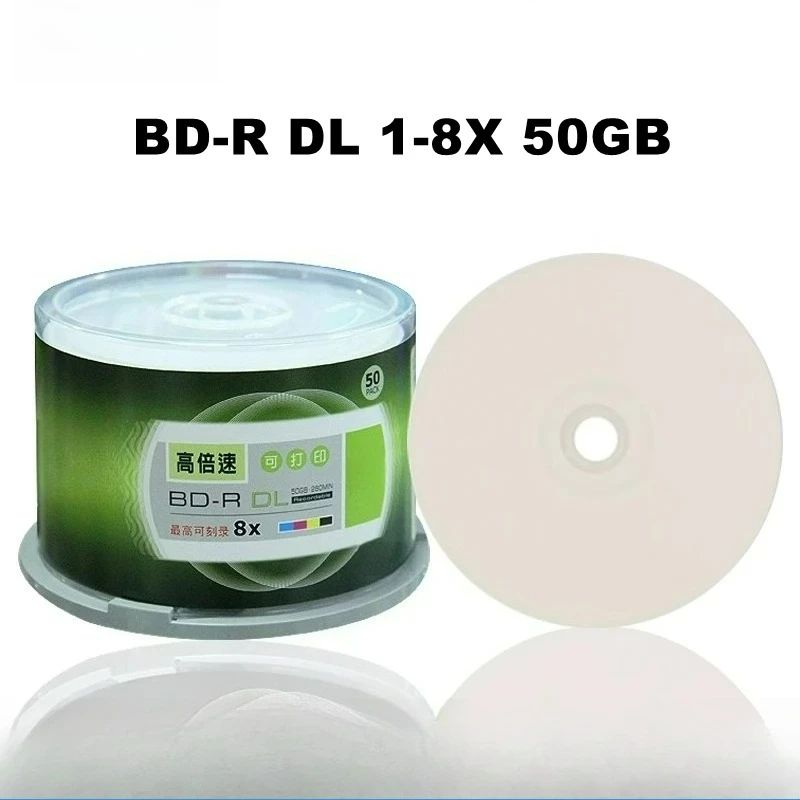 FOR BD-R DL 50GB Printable Blu-ray Blank Disc 1-8X 260Min Recording 50PCS BOX
FOR BD-R DL 50GB Printable Blu-ray Blank Disc 1-8X 260Min Recording 50PCS BOX