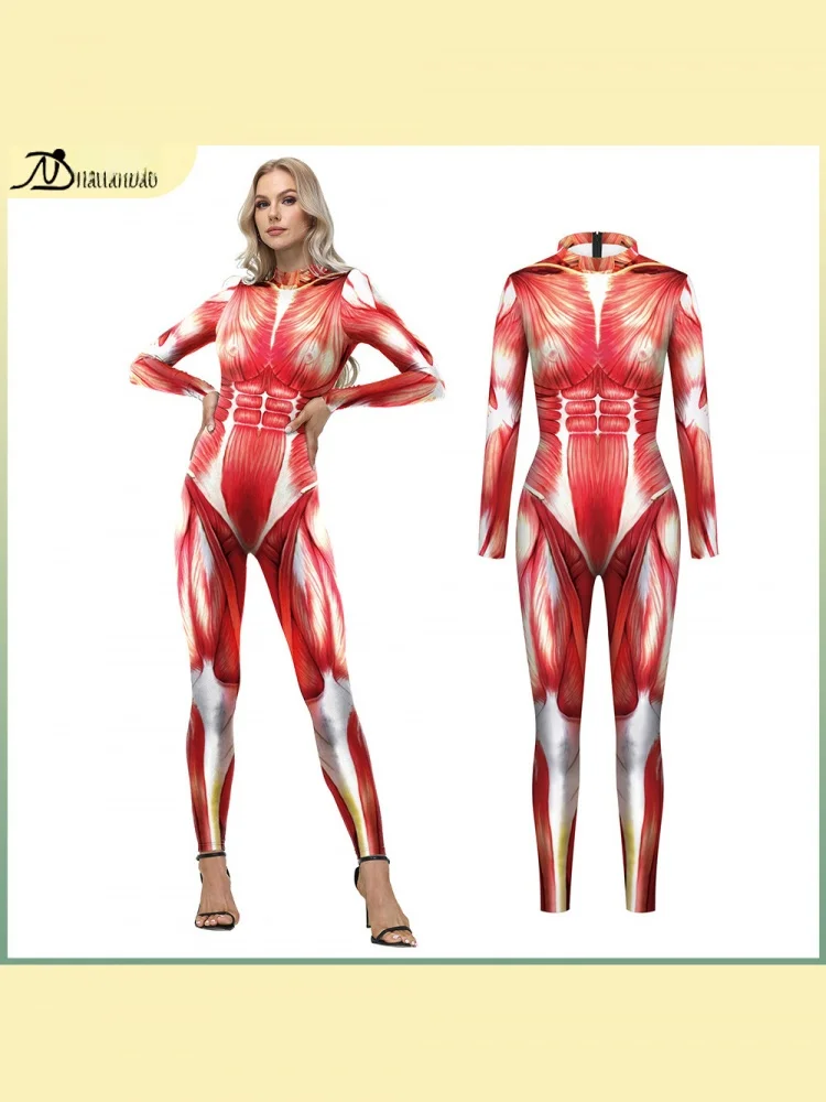 Digital Print Halloween Cosplay Suit Women's Long Sleeve One-Piece Body Suit Muscle Texture Stage Costume Tight Fit Red
Digital Print Halloween Cosplay Suit Women's Long Sleeve One-Piece Body Suit Muscle Texture Stage Costume Tight Fit Red