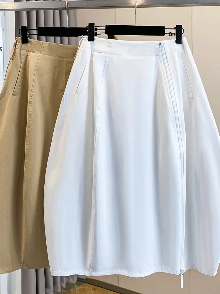 Zipper Splicing Midi Skirt Loose Fit Summer New Style plus Size Women's Casual High Waist Lantern Skirt Slimming Effect
Zipper Splicing Midi Skirt Loose Fit Summer New Style plus Size Women's Casual High Waist Lantern Skirt Slimming Effect