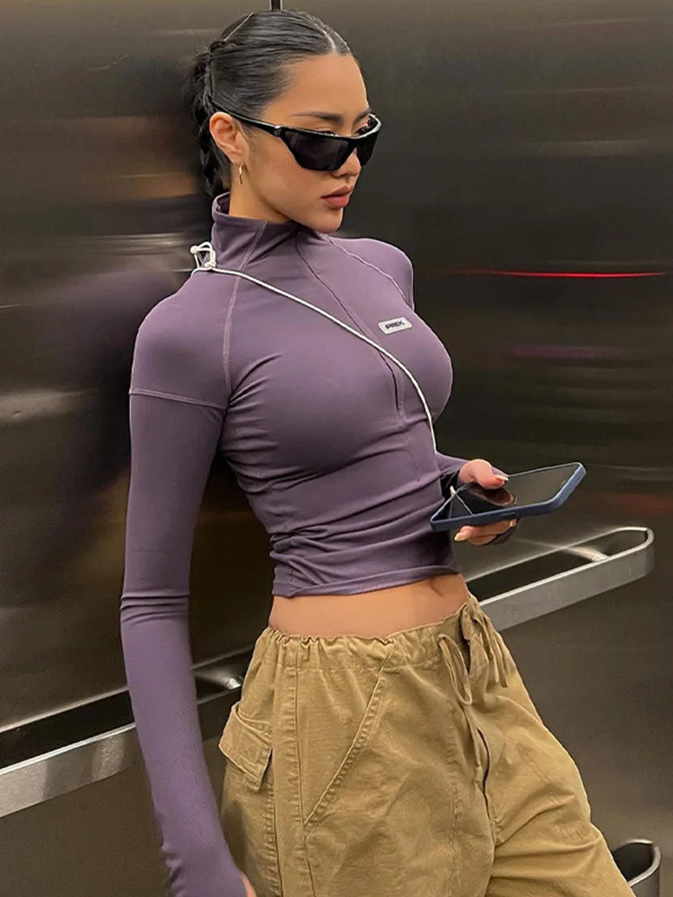 Повседневная Облегающая рубашка на молнии с длинным рукавом, повседневная осенне-зимняя уличная одежда, стандартные Модные топы, женская одежда
Повседневная Облегающая рубашка на молнии с длинным рукавом, повседневная осенне-зимняя уличная одежда, стандартные Модные топы, женская одежда