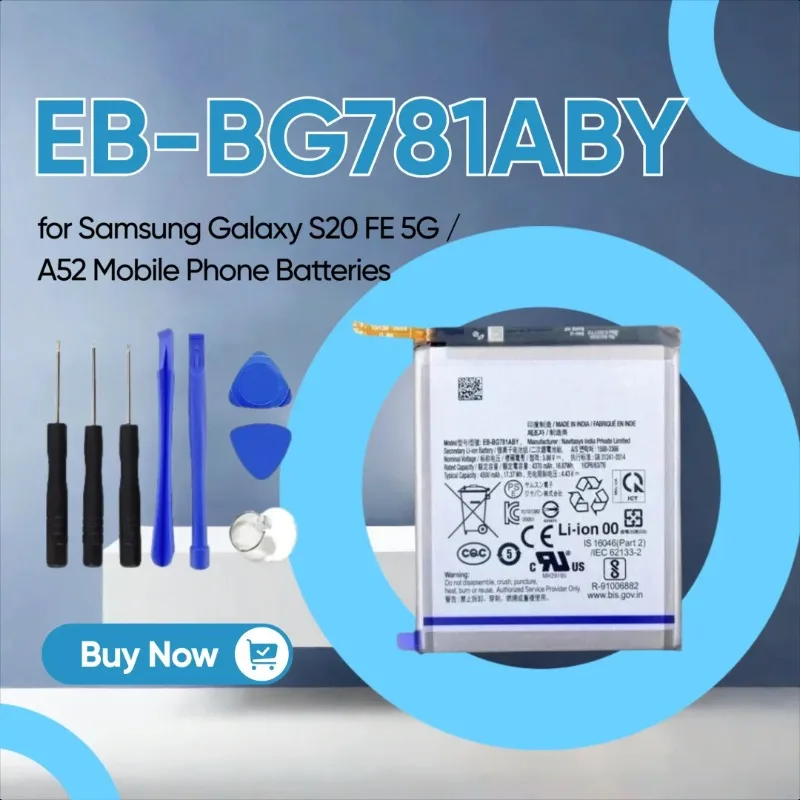 New High-Capacity 4500mAh EB-BG781ABY Replacement Phone Battery for Samsung Galaxy S20 FE 5G / A52 Mobile Phone Batteries 
New High-Capacity 4500mAh EB-BG781ABY Replacement Phone Battery for Samsung Galaxy S20 FE 5G / A52 Mobile Phone Batteries