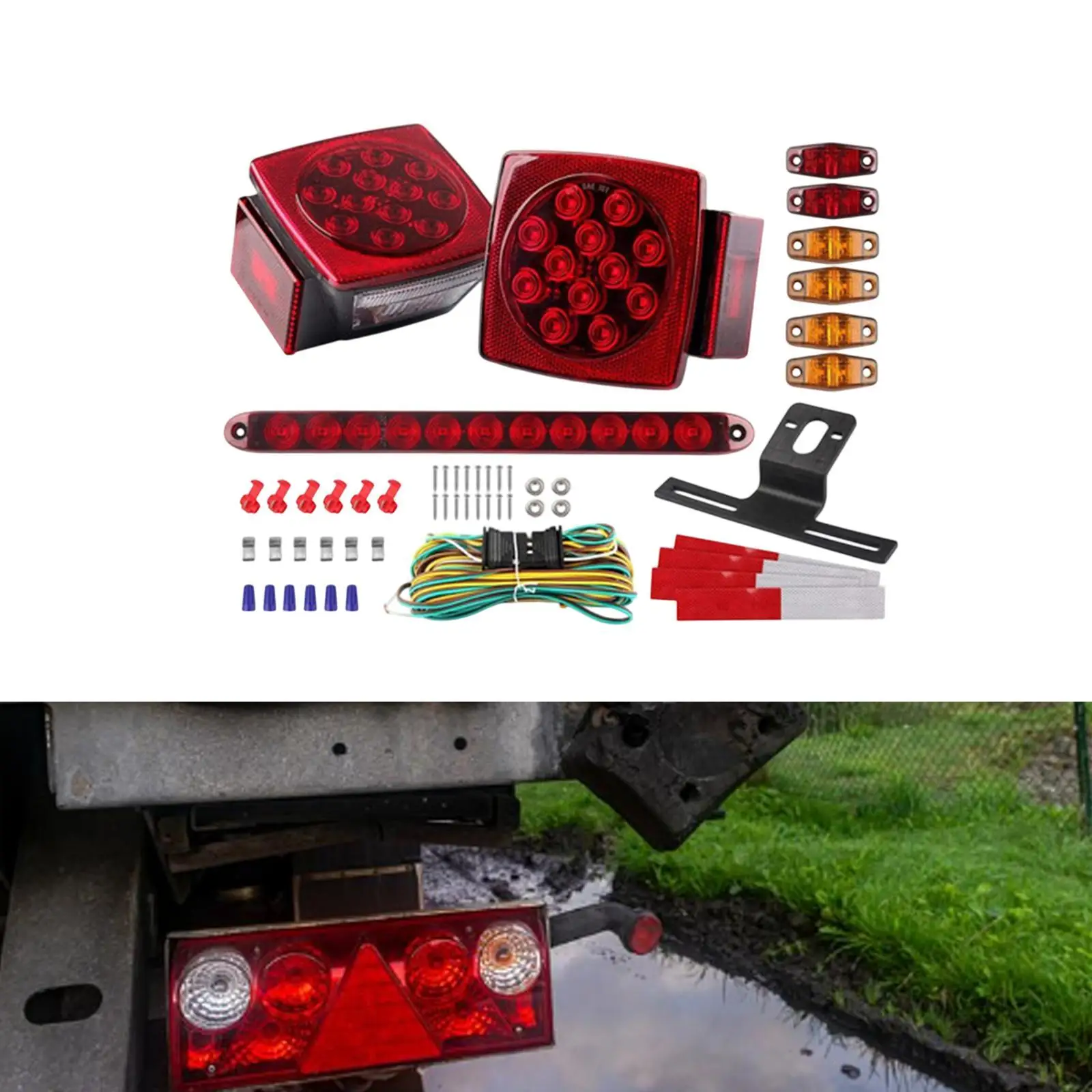 12V LED Trailer Lights Kit License Plate Running Lights for RV Pickup
12V LED Trailer Lights Kit License Plate Running Lights for RV Pickup