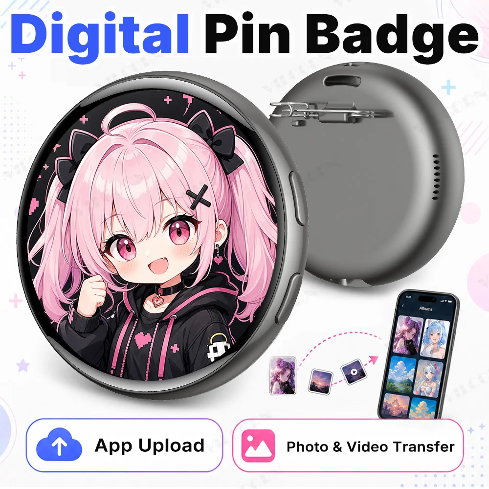 Smart Digital Display Pin Badge 1.7" Touch Screen E-Badge, Photo GIF Video App Upload, Wearable Brooch for Ita Bag Cosplay
Smart Digital Display Pin Badge 1.7" Touch Screen E-Badge, Photo GIF Video App Upload, Wearable Brooch for Ita Bag Cosplay