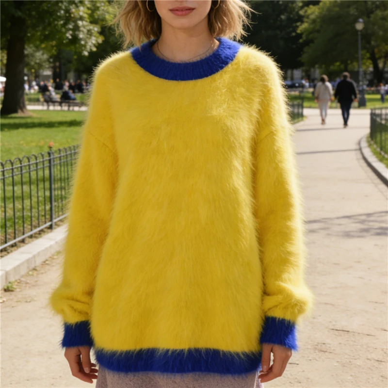 Women Mujer Autumn Winter Thick Warm Fashion Hairy Mink Cashmere Knitted Colored Long Batwing Sleeves Loose Pullover Sweater Top
Women Mujer Autumn Winter Thick Warm Fashion Hairy Mink Cashmere Knitted Colored Long Batwing Sleeves Loose Pullover Sweater Top