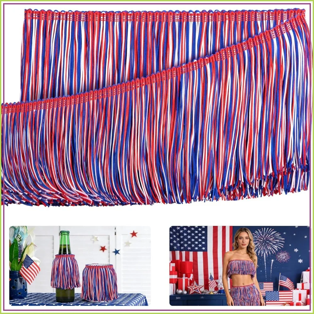 Patriotic Striped Chainette Fringe Trim, 5.5 Yard x 4'', Red White Blue Tassel for Sewing, Home DIY, Independence Day Parade Decor
Patriotic Striped Chainette Fringe Trim, 5.5 Yard x 4'', Red White Blue Tassel for Sewing, Home DIY, Independence Day Parade Decor