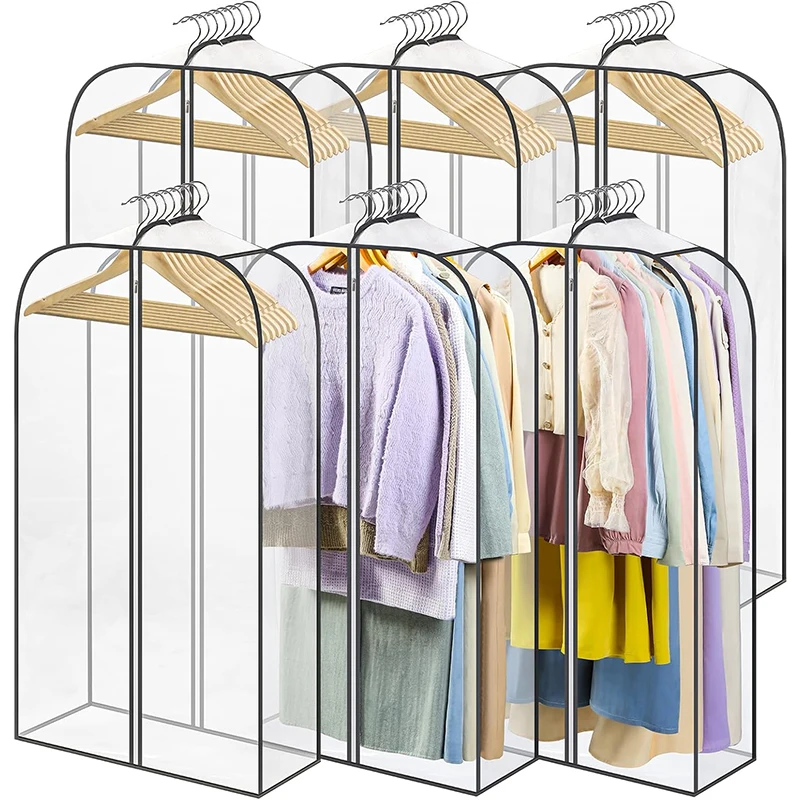 6 Pack Clear Garment Bags for Hanging Clothes with Zippers on Double Sides 10 inch Clothes Storage and 40 inch Long Suit Bags
6 Pack Clear Garment Bags for Hanging Clothes with Zippers on Double Sides 10 inch Clothes Storage and 40 inch Long Suit Bags