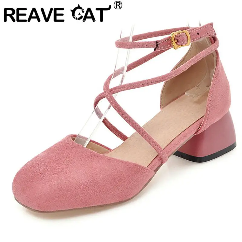 REAVE CAT 2025 Sweet Women Sandals Square Toe Flock Suede Chunky Heels 6cm Buckle Strap Large Size 41 42 43 Soft Dating Shoes
REAVE CAT 2025 Sweet Women Sandals Square Toe Flock Suede Chunky Heels 6cm Buckle Strap Large Size 41 42 43 Soft Dating Shoes