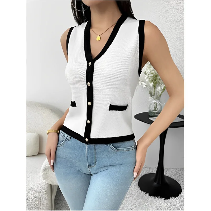 Chalecos Para Mujer вязаный жилет, свитер, женская одежда, жилет контрастного цвета, 2025 Ropa Mujer, винтажные майки без рукавов, топы
Chalecos Para Mujer вязаный жилет, свитер, женская одежда, жилет контрастного цвета, 2025 Ropa Mujer, винтажные майки без рукавов, топы