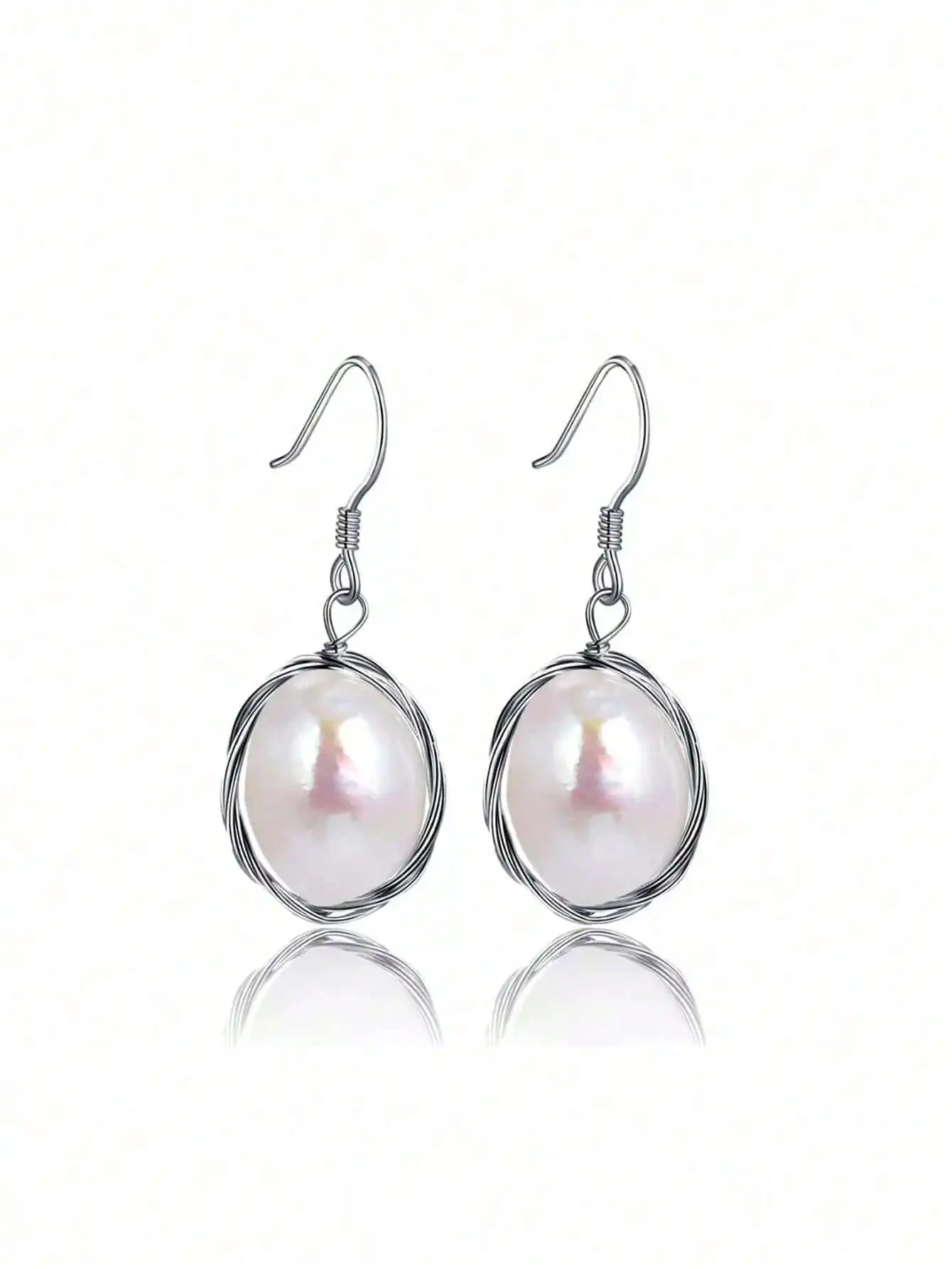 925 Sterling Silver Natural Freshwater Baroque Pearl Wire Wrapped Dangle Earrings For Women Handmade Temperament Jewelry Gift
925 Sterling Silver Natural Freshwater Baroque Pearl Wire Wrapped Dangle Earrings For Women Handmade Temperament Jewelry Gift