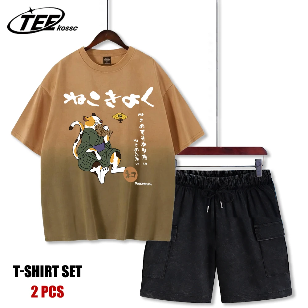 Мужские летние футболки с принтом в стиле ретро «Японские забавные кошки» и тай-дай, дышащие уличные футболки, унисекс, комплект с хлопковыми шортами
Мужские летние футболки с принтом в стиле ретро «Японские забавные кошки» и тай-дай, дышащие уличные футболки, унисекс, комплект с хлопковыми шортами
