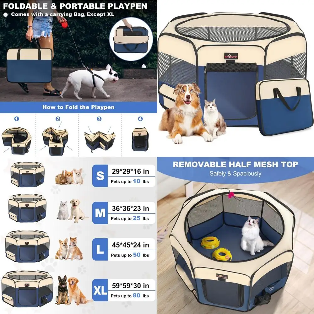 Portable Foldable Dog Playpen with Carrying Bag, Suitable for Cats, Puppies, Rabbits, Outdoor Travel, Removable Shade, Blue, Med
Portable Foldable Dog Playpen with Carrying Bag, Suitable for Cats, Puppies, Rabbits, Outdoor Travel, Removable Shade, Blue, Med