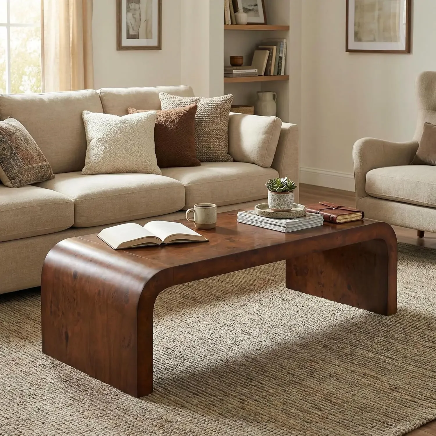 Burl Veneer Walnut Wood Coffee Table Mdf Center Table For Living Room With Curved Edges
Burl Veneer Walnut Wood Coffee Table Mdf Center Table For Living Room With Curved Edges