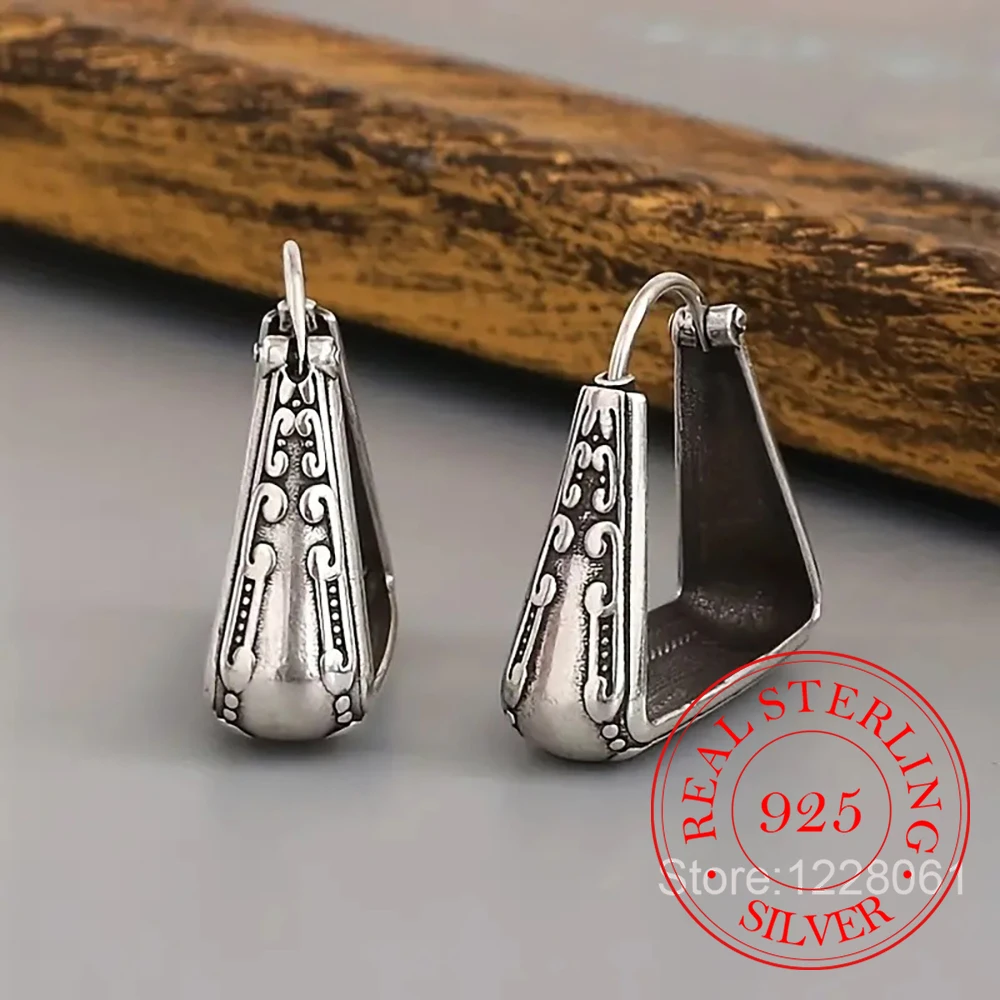 925 Sterling Silver Vintage Geometric Pattern Hoop Earrings For Woman Christmas Gifts Piercing Jewelry Aretes De Mujer
925 Sterling Silver Vintage Geometric Pattern Hoop Earrings For Woman Christmas Gifts Piercing Jewelry Aretes De Mujer
