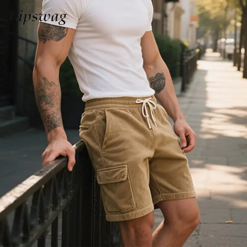 Daily Casual Corduroy Cargo Shorts Men Summer Leisure Solid Color Multi Pockets Shorts Fashion Mens Drawstring Straight Shorts
Daily Casual Corduroy Cargo Shorts Men Summer Leisure Solid Color Multi Pockets Shorts Fashion Mens Drawstring Straight Shorts