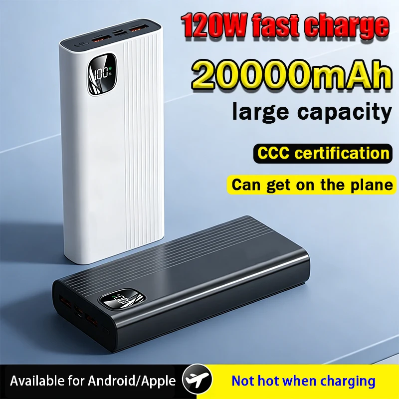 20000mAh power bank 120W suitable for Xiaomi Huawei Samsung large capacity fast charging portable external battery power bank
20000mAh power bank 120W suitable for Xiaomi Huawei Samsung large capacity fast charging portable external battery power bank