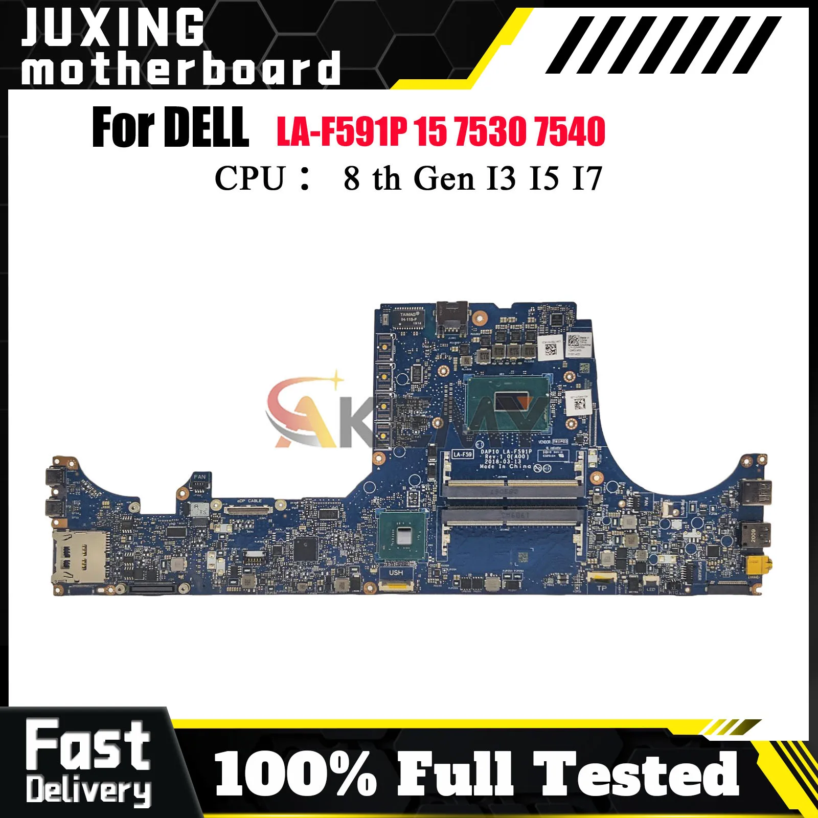 Laptop Motherboard For Dell Precision 7530 LA-F591P Notebook Mainboard With i5 i7 i9 8th CPU 02NRRM 0Y0MPW 0XM3HC Tested OK
Laptop Motherboard For Dell Precision 7530 LA-F591P Notebook Mainboard With i5 i7 i9 8th CPU 02NRRM 0Y0MPW 0XM3HC Tested OK