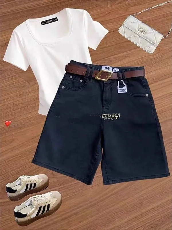 Black Denim Short Pants Women's Summer New plus Size Slim High Waist Loose Straight Leg Wide Leg Five-Quarter Pants
Black Denim Short Pants Women's Summer New plus Size Slim High Waist Loose Straight Leg Wide Leg Five-Quarter Pants