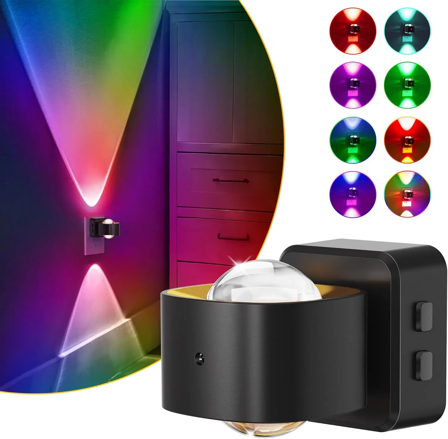 Color Changing LED Night Light, Dusk to Dawn Sensor, Rotating Projector, RGB for Bedroom, Bathroom, Gaming Room, 1 Pack
Color Changing LED Night Light, Dusk to Dawn Sensor, Rotating Projector, RGB for Bedroom, Bathroom, Gaming Room, 1 Pack