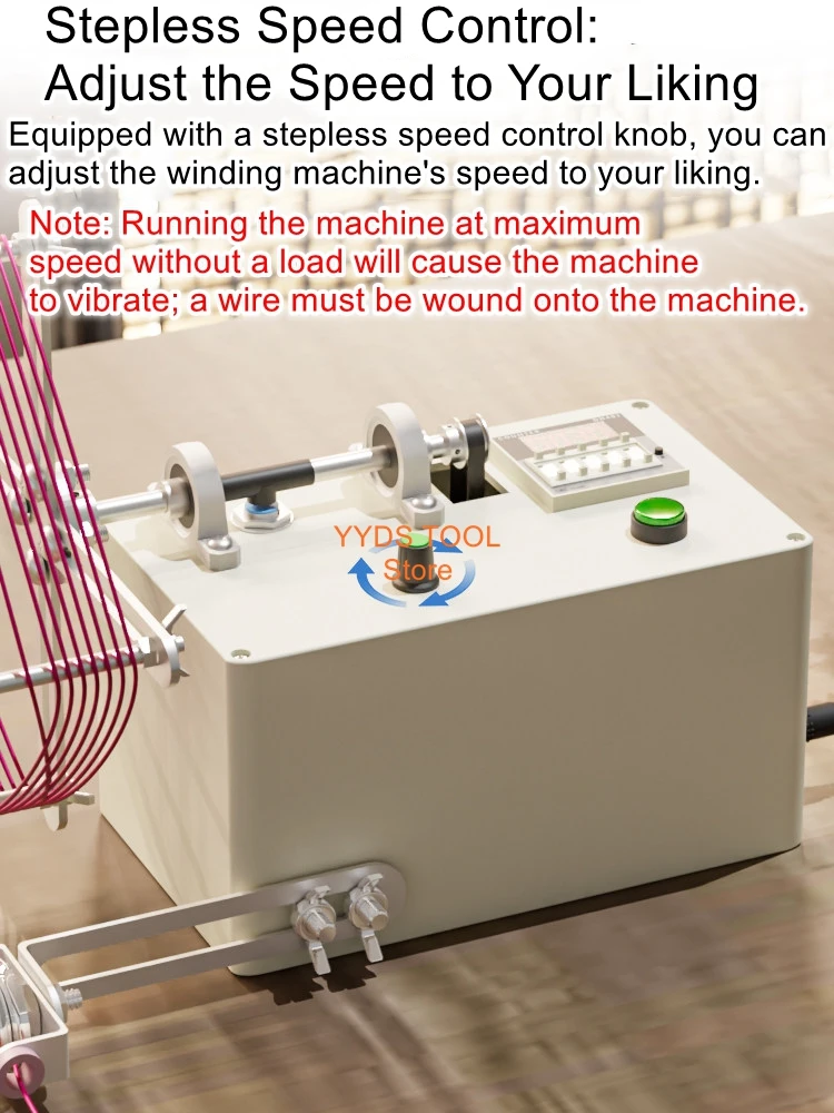 Electric winding machine for automatic tassel winding with adjustable number of loops, automatic stop, and variable speed
Electric winding machine for automatic tassel winding with adjustable number of loops, automatic stop, and variable speed