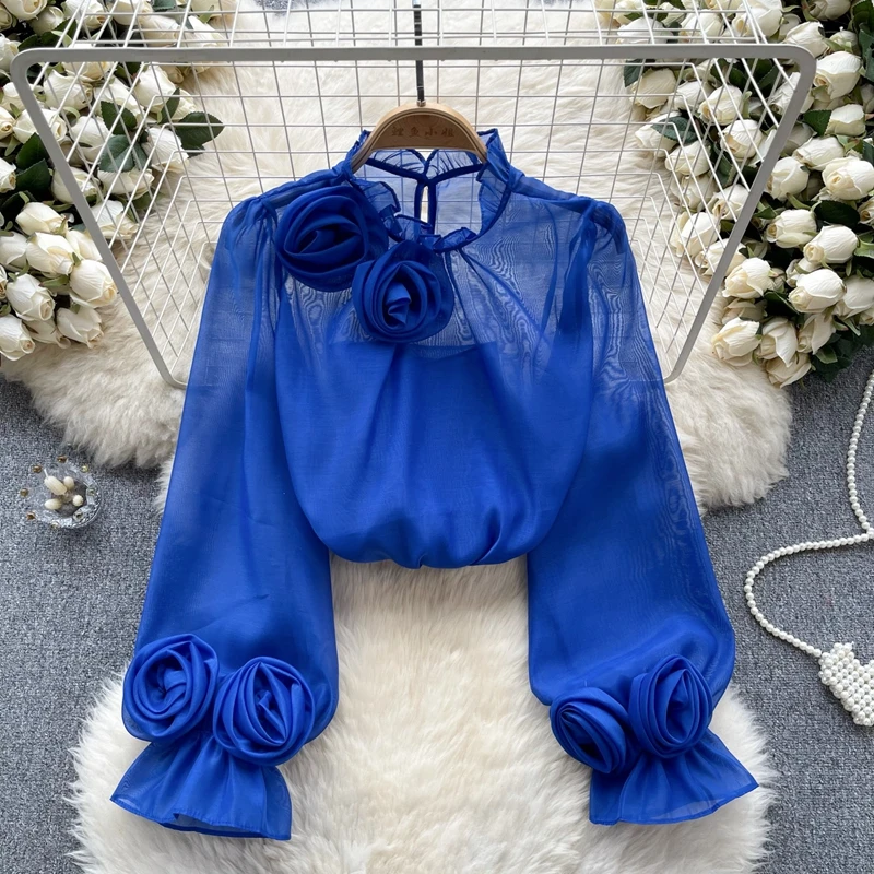 French Style Three-Dimensional Flower Bubble Sleeves Age Reducing Versatile Solid Color Chiffon Women Shirt Long Sleeved Top
French Style Three-Dimensional Flower Bubble Sleeves Age Reducing Versatile Solid Color Chiffon Women Shirt Long Sleeved Top