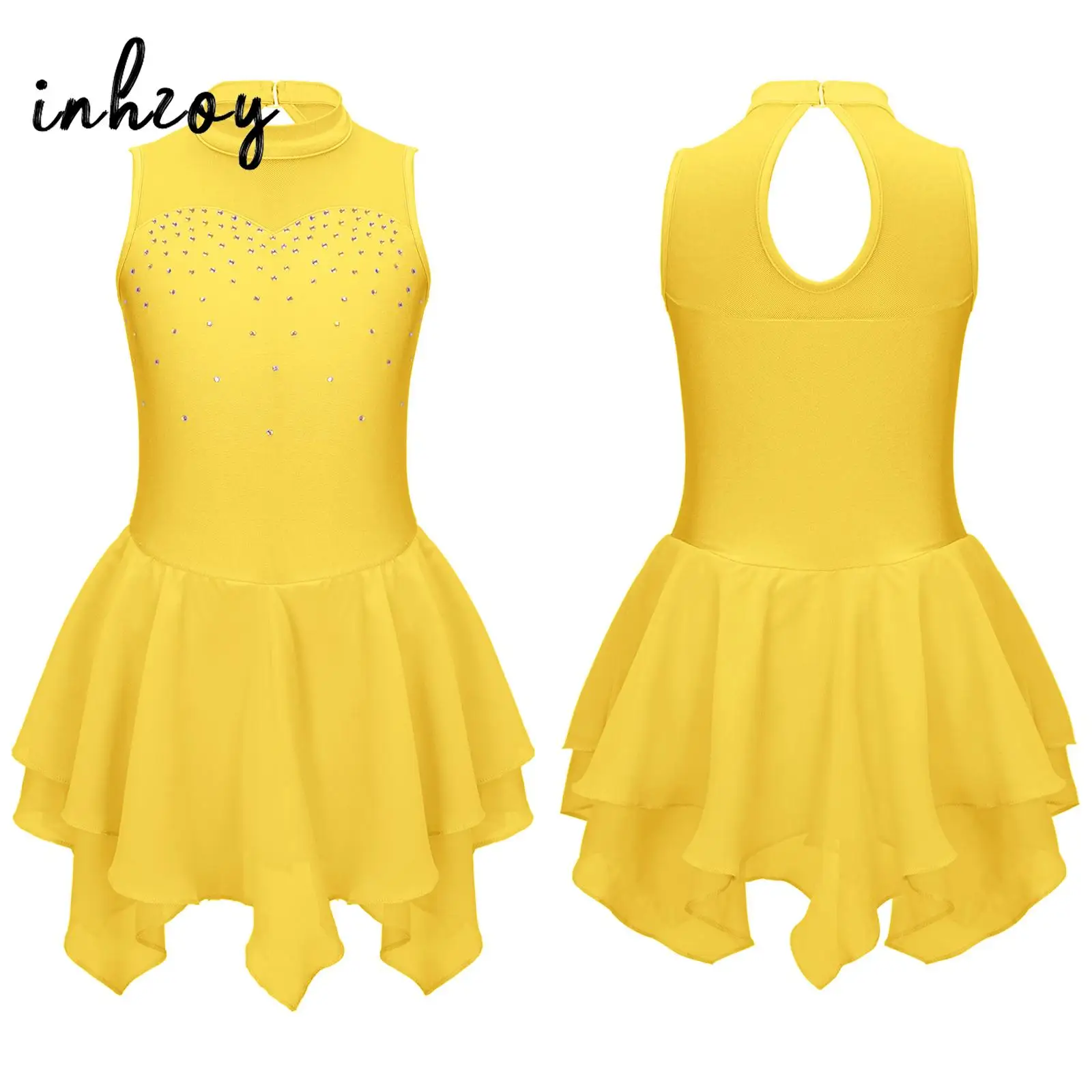 Kids Figure Ice Skating Dress for Girls Sleeveless Rhinestone Mesh Splice Gymnastics Ballet Dance Performance Training Costume
Kids Figure Ice Skating Dress for Girls Sleeveless Rhinestone Mesh Splice Gymnastics Ballet Dance Performance Training Costume