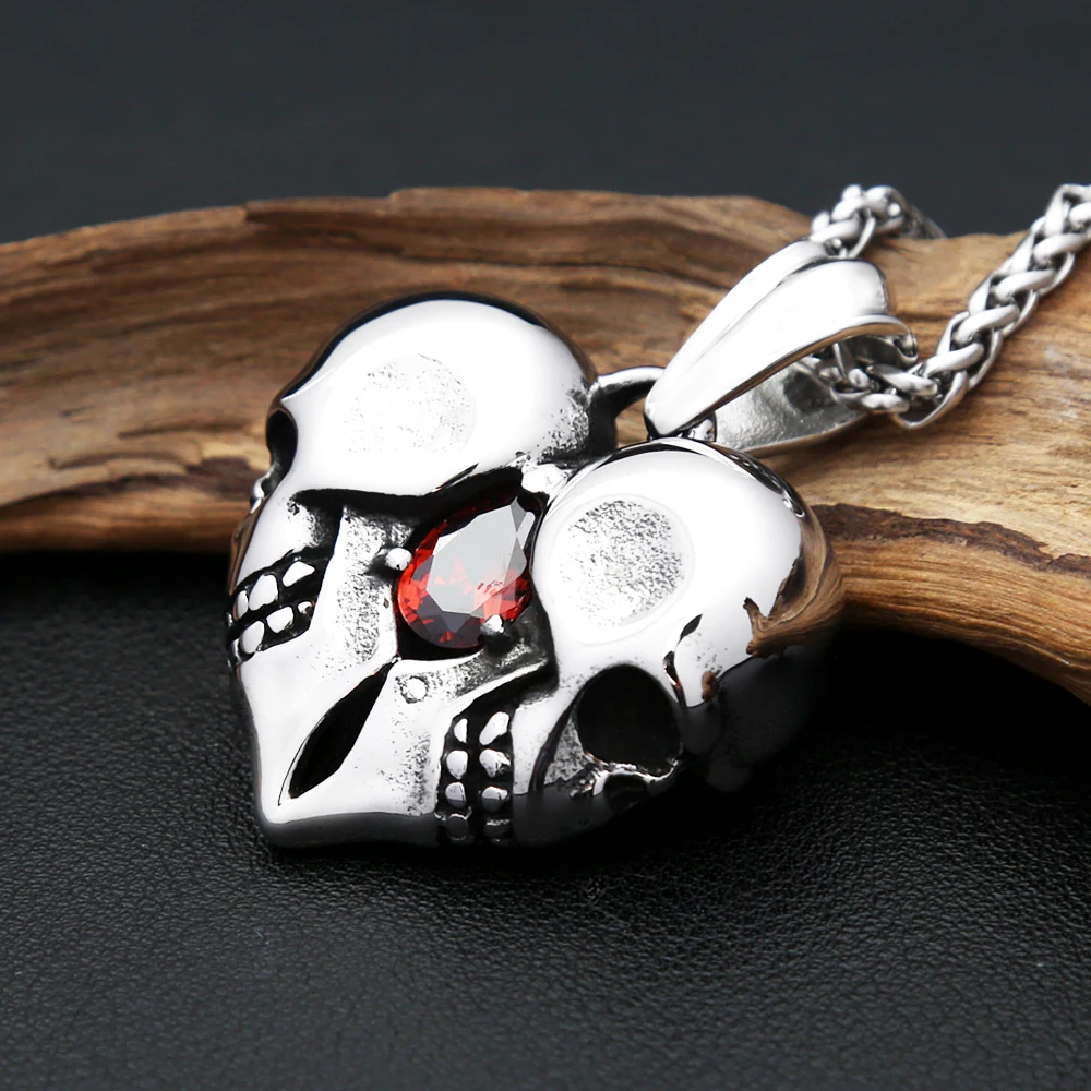 Vintage Stainless Steel Love Heart Skull With Red Gemstone Pendant Necklace For Men Women Fashion Punk Jewelry Gift Dropshipping
Vintage Stainless Steel Love Heart Skull With Red Gemstone Pendant Necklace For Men Women Fashion Punk Jewelry Gift Dropshipping
