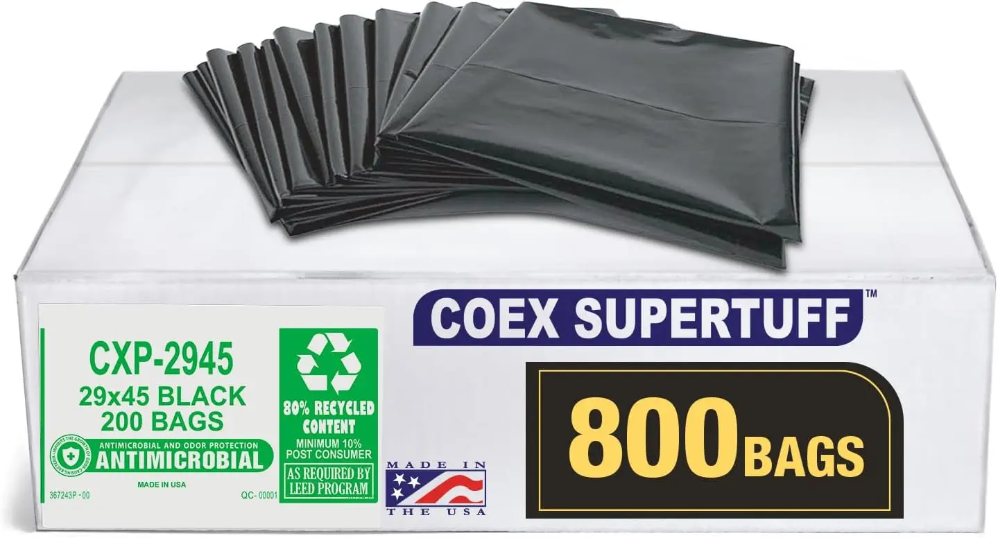 26 Gallon Heavy Duty Trash Bags, 1.25 Mil Thick, 800 Count Black Garbage Bags for Home and Office Use
26 Gallon Heavy Duty Trash Bags, 1.25 Mil Thick, 800 Count Black Garbage Bags for Home and Office Use