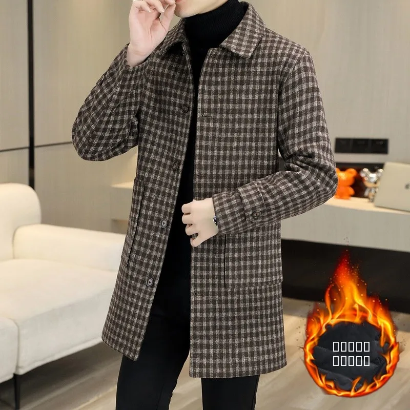 Мужское утепленное шерстяное пальто средней длины для осени и зимы, повседневное деловое, ветрозащитное, модное, городское, молодежное, в стиле костюма
Мужское утепленное шерстяное пальто средней длины для осени и зимы, повседневное деловое, ветрозащитное, модное, городское, молодежное, в стиле костюма