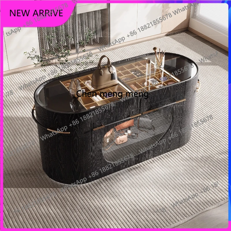 Black solid wood high-end bedroom island cloakroom jewelry storage display cabinet H
Black solid wood high-end bedroom island cloakroom jewelry storage display cabinet H