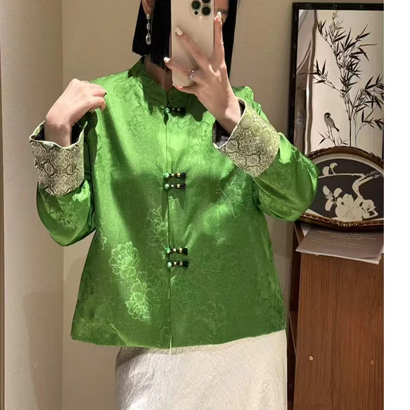 Spring New Stand Collar Rayon Jacquard Spliced Song Brocade Cuffs Top Handmade Double Breasted Fashionable Women's Jacket S-XL
Spring New Stand Collar Rayon Jacquard Spliced Song Brocade Cuffs Top Handmade Double Breasted Fashionable Women's Jacket S-XL