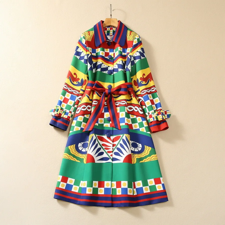 European and American women's clothing 2023 autumn new Long sleeve lapel green vintage print Fashion trench coat
European and American women's clothing 2023 autumn new Long sleeve lapel green vintage print Fashion trench coat