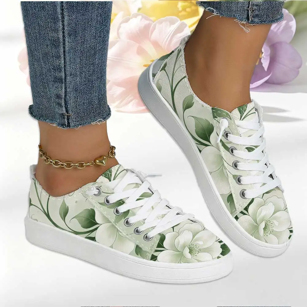 Women's Fresh Light‑Green Base White Jasmine Floral Lace‑Up Canvas Shoes, Literary Forest‑Style Casual Sneakers
Women's Fresh Light‑Green Base White Jasmine Floral Lace‑Up Canvas Shoes, Literary Forest‑Style Casual Sneakers
