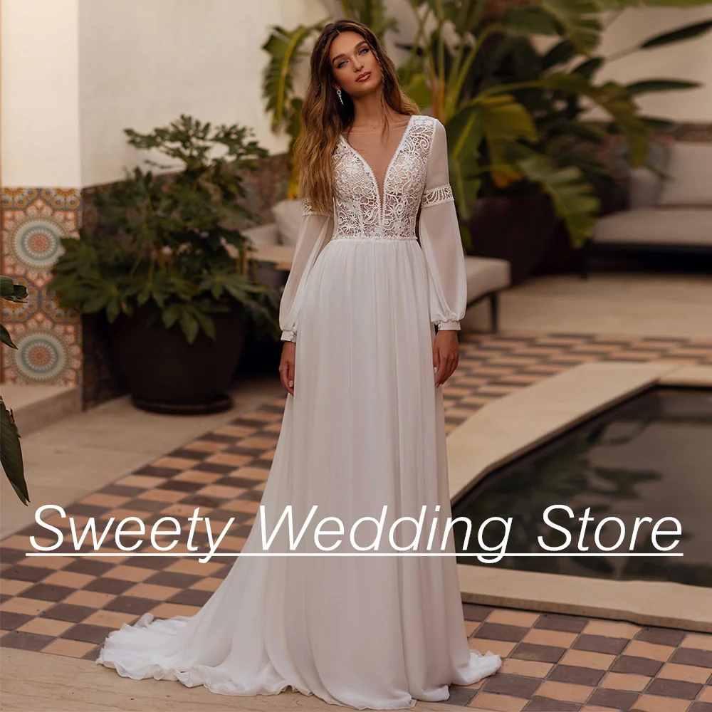 Boho Wedding Dresses Summer Beach Bride Puff Sleeevs V Neck Bohemian Lace Chiffon A Line Bridal Gown Vestido Novia
Boho Wedding Dresses Summer Beach Bride Puff Sleeevs V Neck Bohemian Lace Chiffon A Line Bridal Gown Vestido Novia