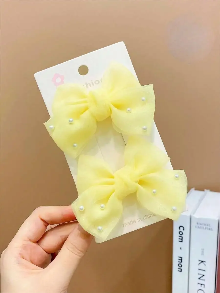 2pcs Girls' Multi-Color Faux Pearl Decor Bow Hair Clips
2pcs Girls' Multi-Color Faux Pearl Decor Bow Hair Clips