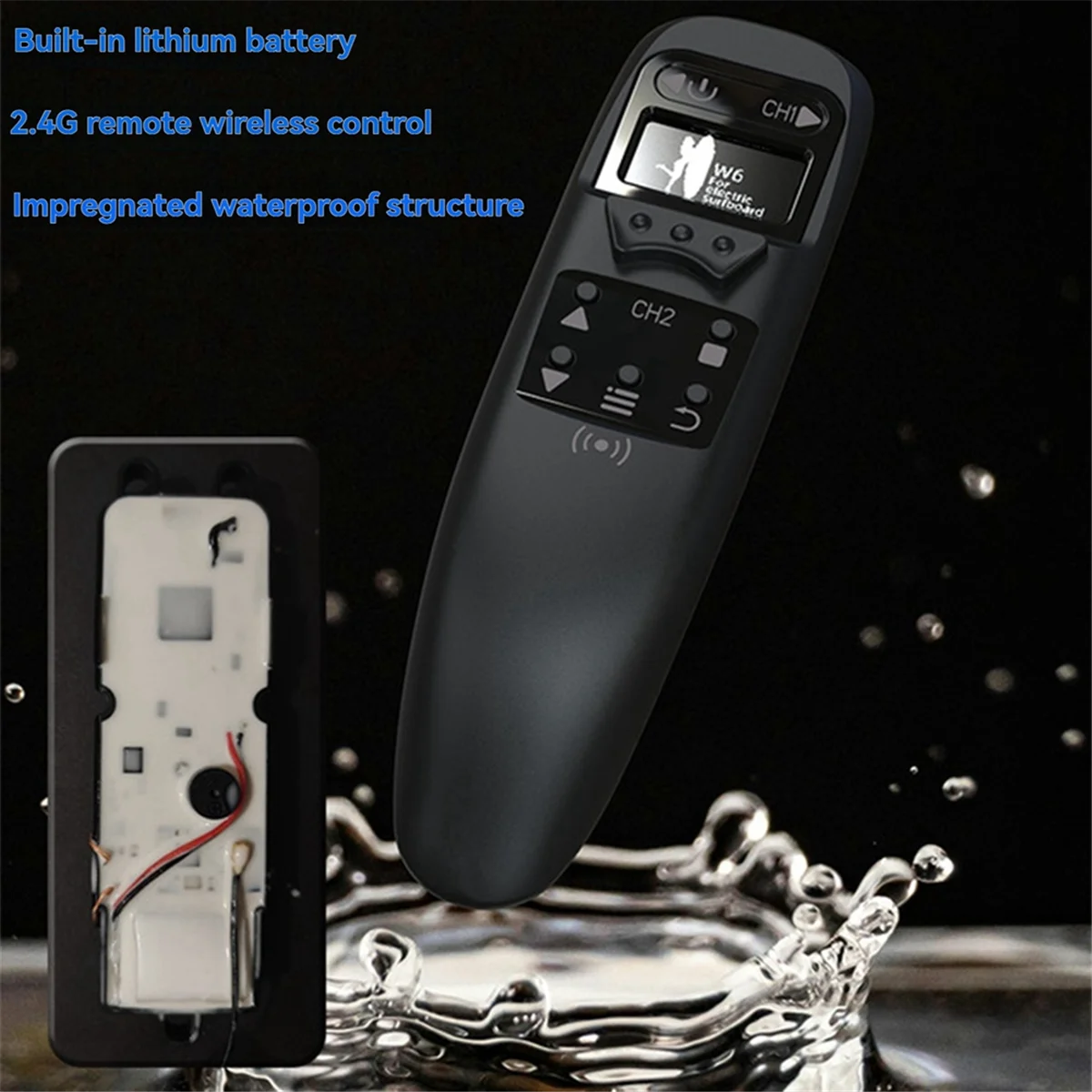 #803A W6 2.4g Waterproof Remote Control Electric Skateboard Surfboard 3-Channel Screen Remote Control Wireless Charging (ABS)
#803A W6 2.4g Waterproof Remote Control Electric Skateboard Surfboard 3-Channel Screen Remote Control Wireless Charging (ABS)