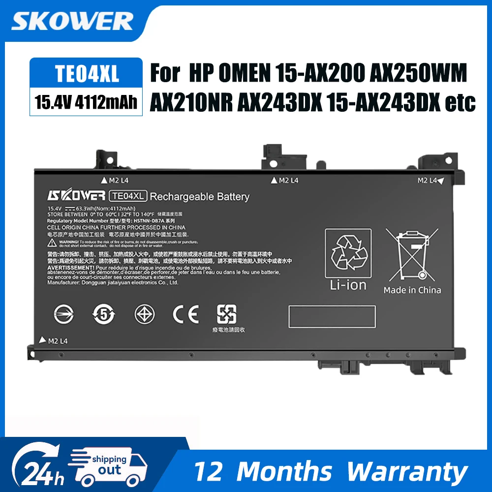 SKOWER TE03XL TE04XL Battery for HP OMEN 15-AX200 15-AX218TX 15-AX210TX 15-bc011TX 15-bc013TX 15-AX015TX 15-bc012TX
SKOWER TE03XL TE04XL Battery for HP OMEN 15-AX200 15-AX218TX 15-AX210TX 15-bc011TX 15-bc013TX 15-AX015TX 15-bc012TX