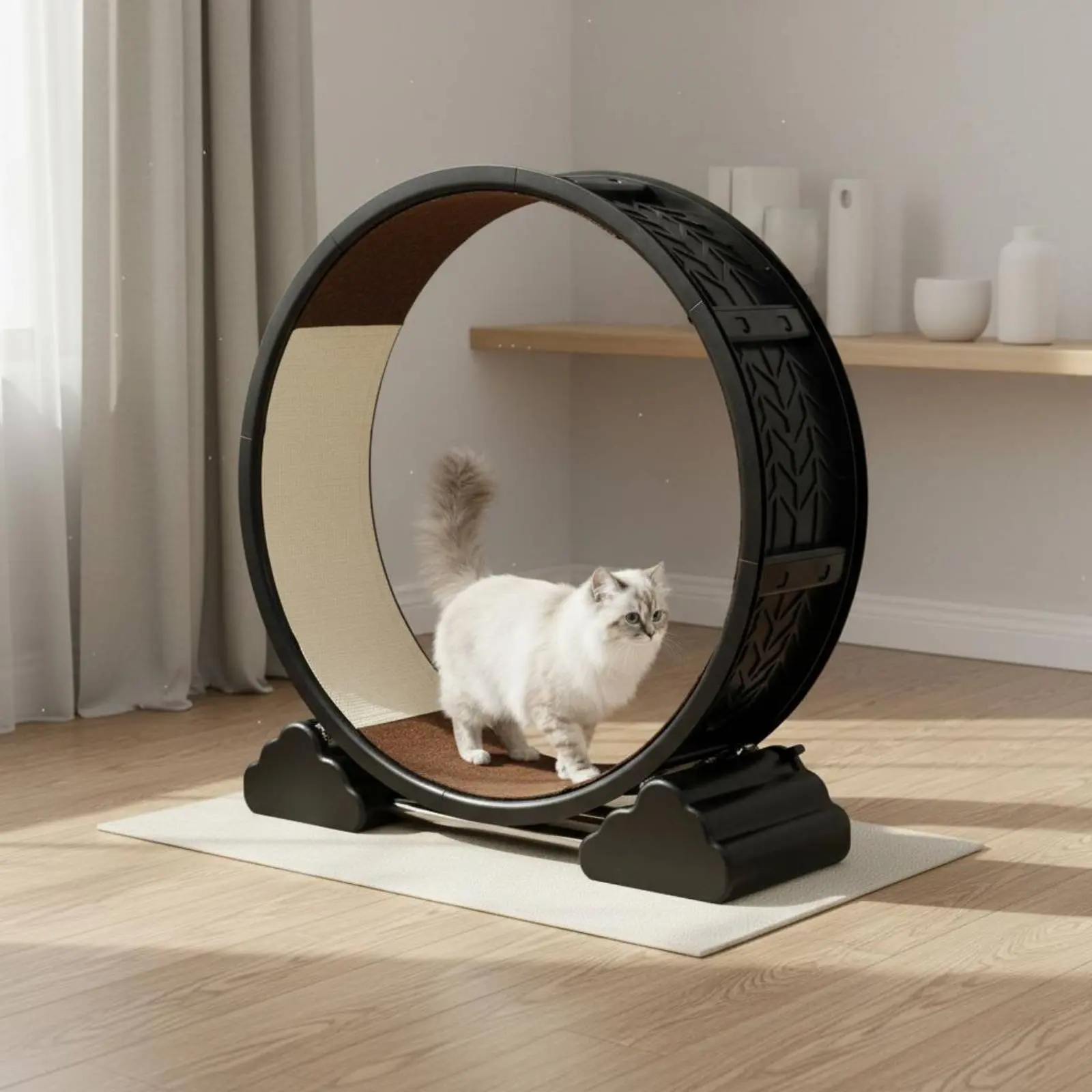 Cat Running Wheel Safety Lock Cat Exercise Wheel Pet Furniture Detachable Carpet Track Easy Assembly for Indoor Felines
Cat Running Wheel Safety Lock Cat Exercise Wheel Pet Furniture Detachable Carpet Track Easy Assembly for Indoor Felines