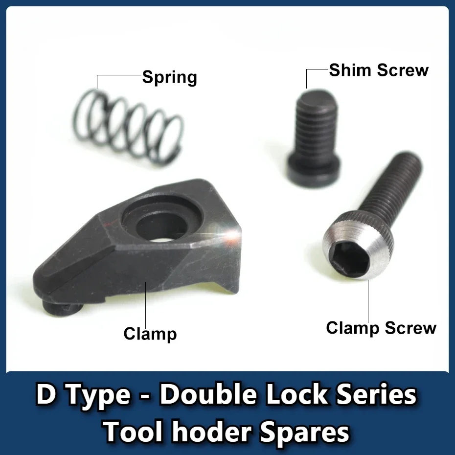 EDGEV D Type Tool holder Spares Clamp and Screw and Carbide Shim and Wrench and Spring Turning parts
EDGEV D Type Tool holder Spares Clamp and Screw and Carbide Shim and Wrench and Spring Turning parts