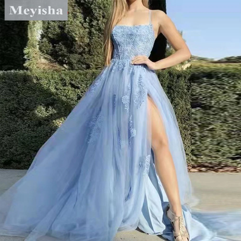 ZJ9332 2024 Luxury Blue Lace Split Bridal Dresses Blue Lace Spaghetti Strap Tulle Party Vintage Ball Gown Wedding Dress
ZJ9332 2024 Luxury Blue Lace Split Bridal Dresses Blue Lace Spaghetti Strap Tulle Party Vintage Ball Gown Wedding Dress