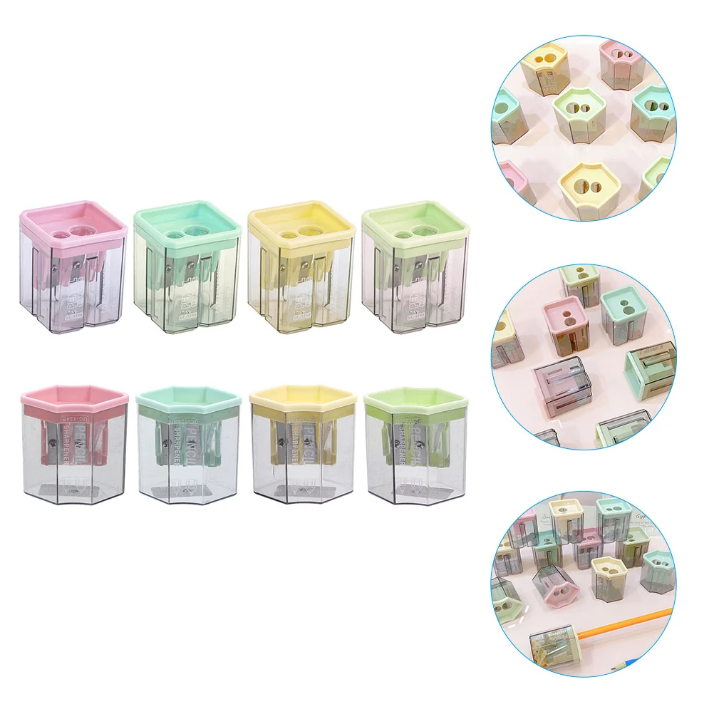 8pcs Manual Pencil Sharpeners Plastic Double Hole For Colored Pencils Bright Color Student Supplies Easy Use Transparent
8pcs Manual Pencil Sharpeners Plastic Double Hole For Colored Pencils Bright Color Student Supplies Easy Use Transparent