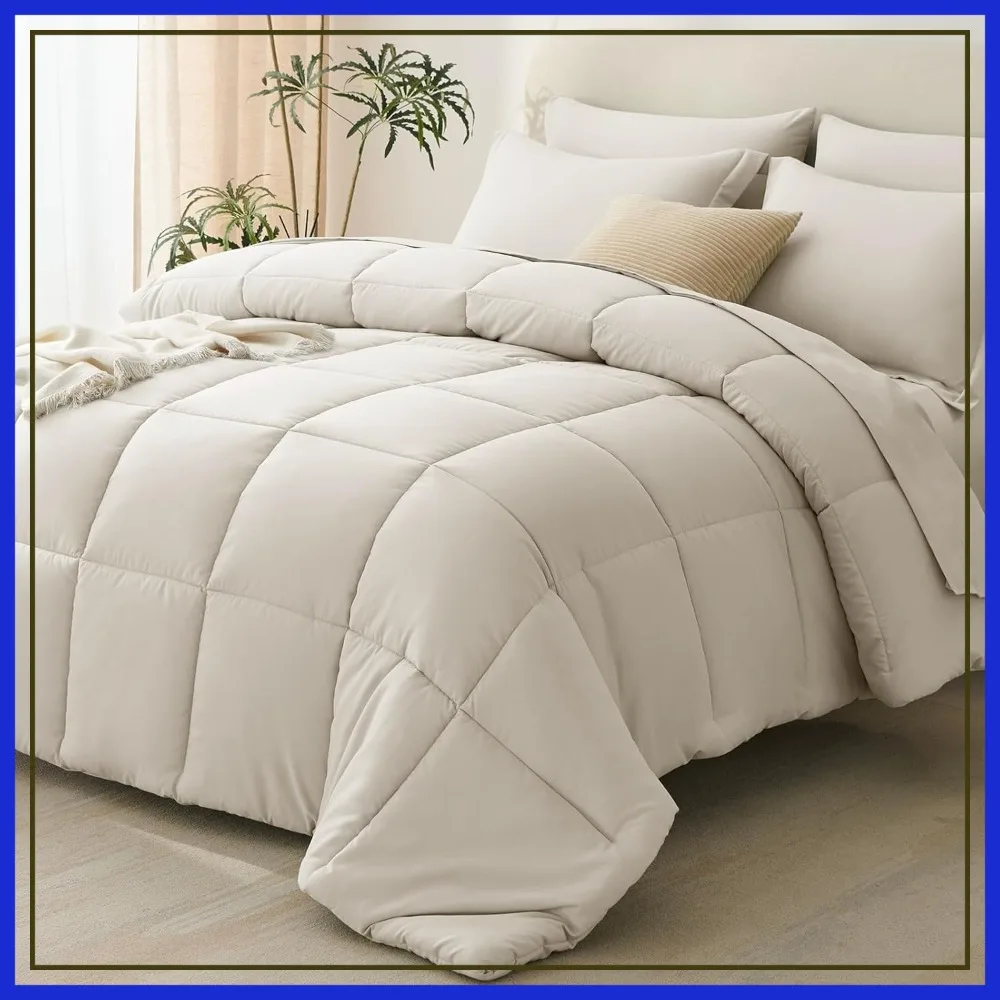 Queen Comforter Set Beige - 7 Pieces Bed in a Bag, All Season Breathable Bedding, Oeko-Tex Certified Down Alternative
Queen Comforter Set Beige - 7 Pieces Bed in a Bag, All Season Breathable Bedding, Oeko-Tex Certified Down Alternative