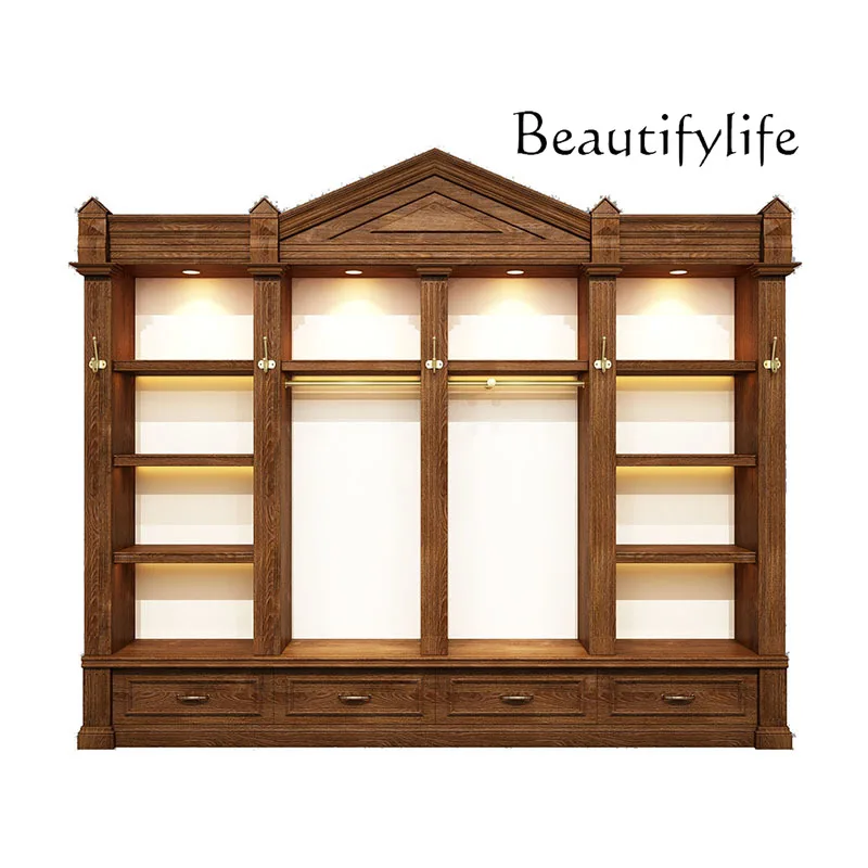 European retro clothing display cabinet, shoe and bag combination display cabinet, customized against the wall and high cabinet
European retro clothing display cabinet, shoe and bag combination display cabinet, customized against the wall and high cabinet