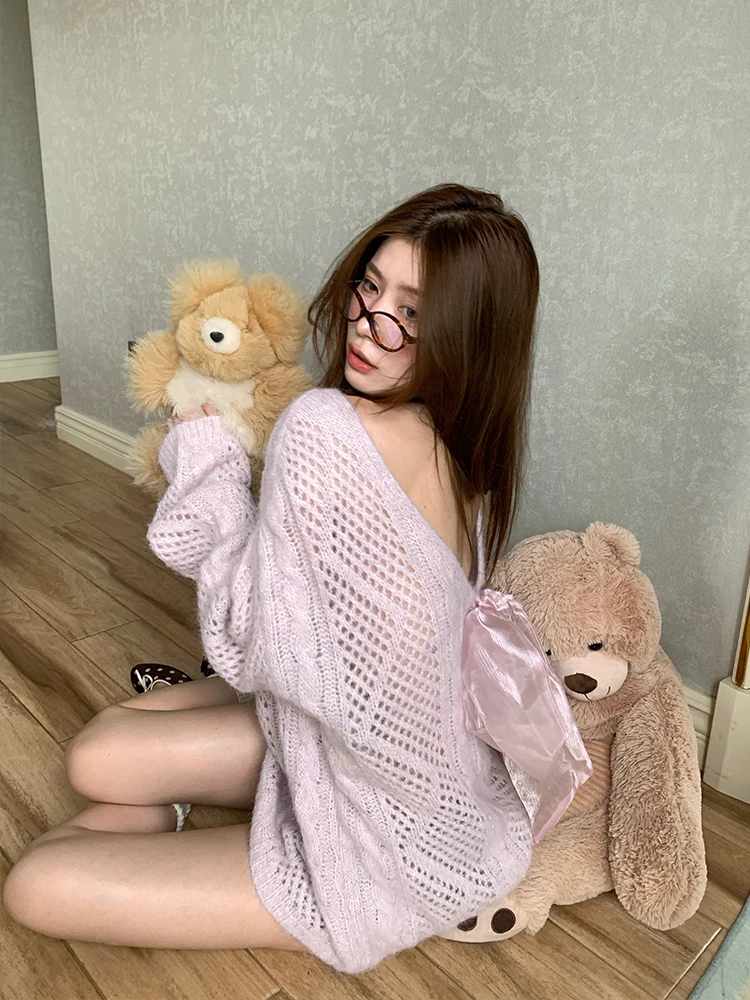 Pink Purple Star Knot Hollow out Woolen Knitted Sweater Women's Loose Fit Long Sve Warm Autumn Faion
Pink Purple Star Knot Hollow out Woolen Knitted Sweater Women's Loose Fit Long Sve Warm Autumn Faion