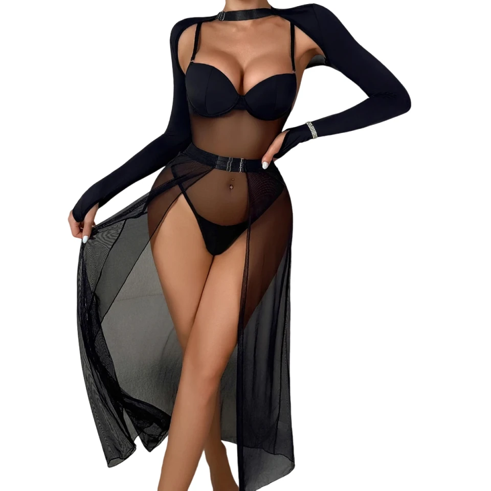 AVELINE 2025 new perspective mesh body shaping jumpsuit sexy high slit half skirt three piece set
AVELINE 2025 new perspective mesh body shaping jumpsuit sexy high slit half skirt three piece set