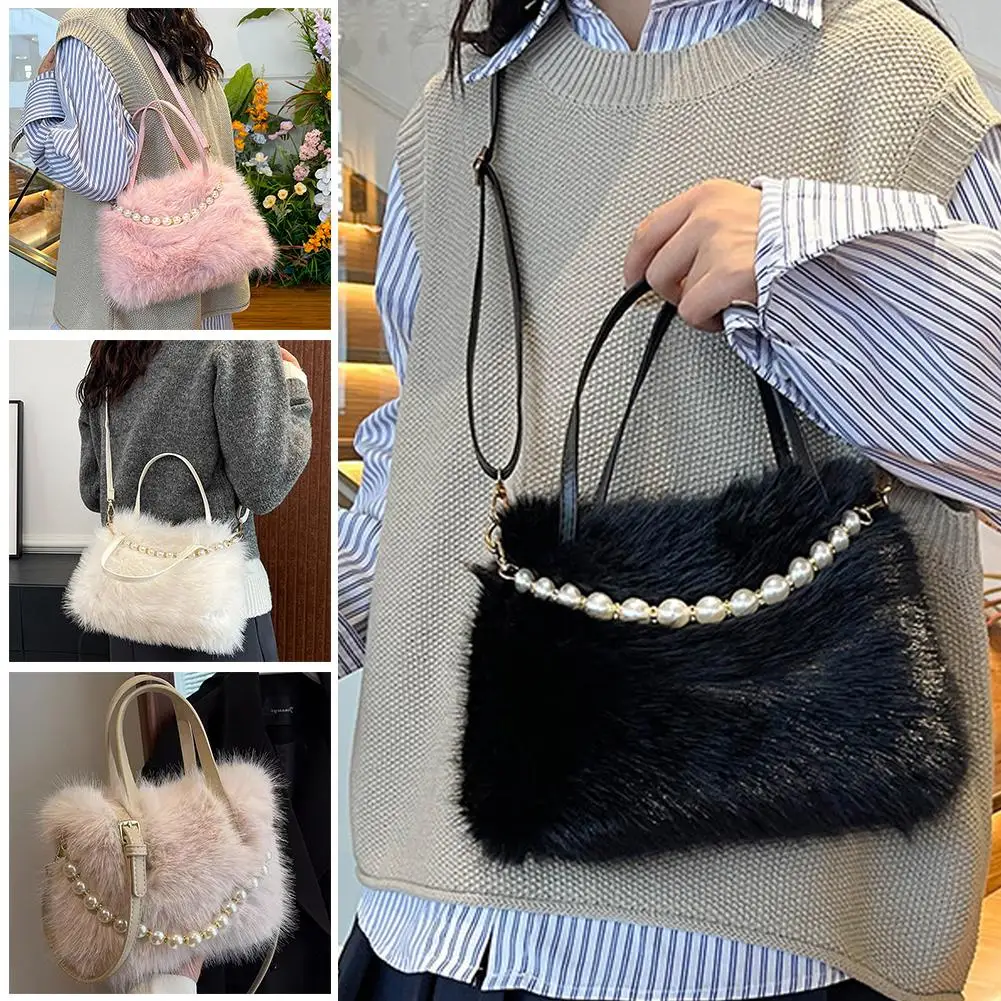 Winter Fashion Furry Shoulder Messenger Bag Long Plush Pearl Chain Tote Bag Large Capacity Faux Fur Handbag For Women Girls K6j0
Winter Fashion Furry Shoulder Messenger Bag Long Plush Pearl Chain Tote Bag Large Capacity Faux Fur Handbag For Women Girls K6j0
